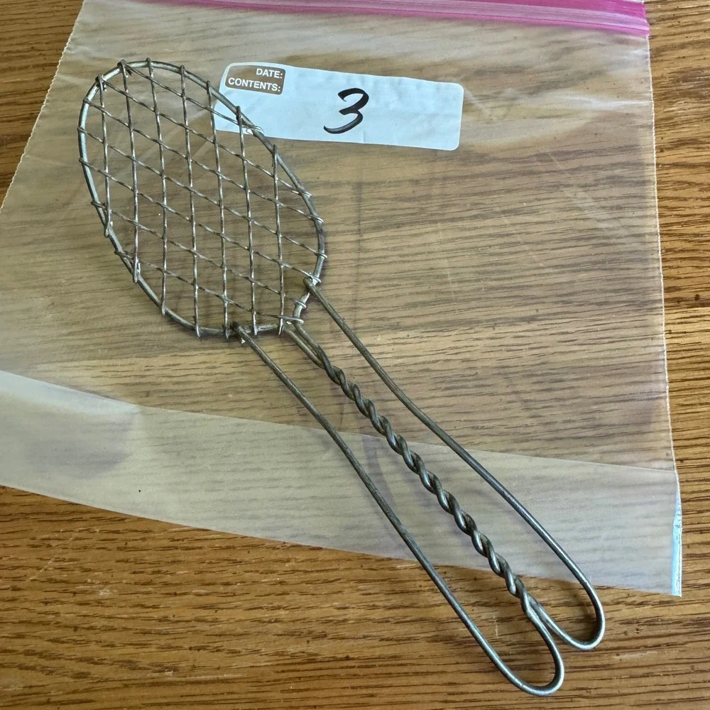 Antique Primitive Twisted Wire Mesh Skimmer Strainer Spoon Rustic‎ Farmhouse